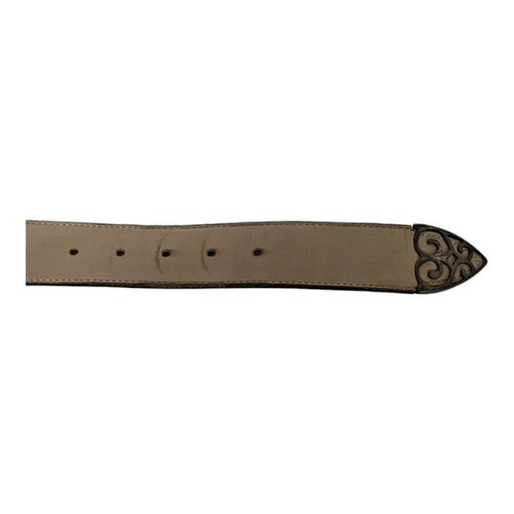 Streets Ahead Handmade Cream Suede Leather Boho Cutout Filigree Buckle Belt, S main image 5